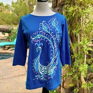 Bob Mackie Peacock Wearable Art Tee Shirt